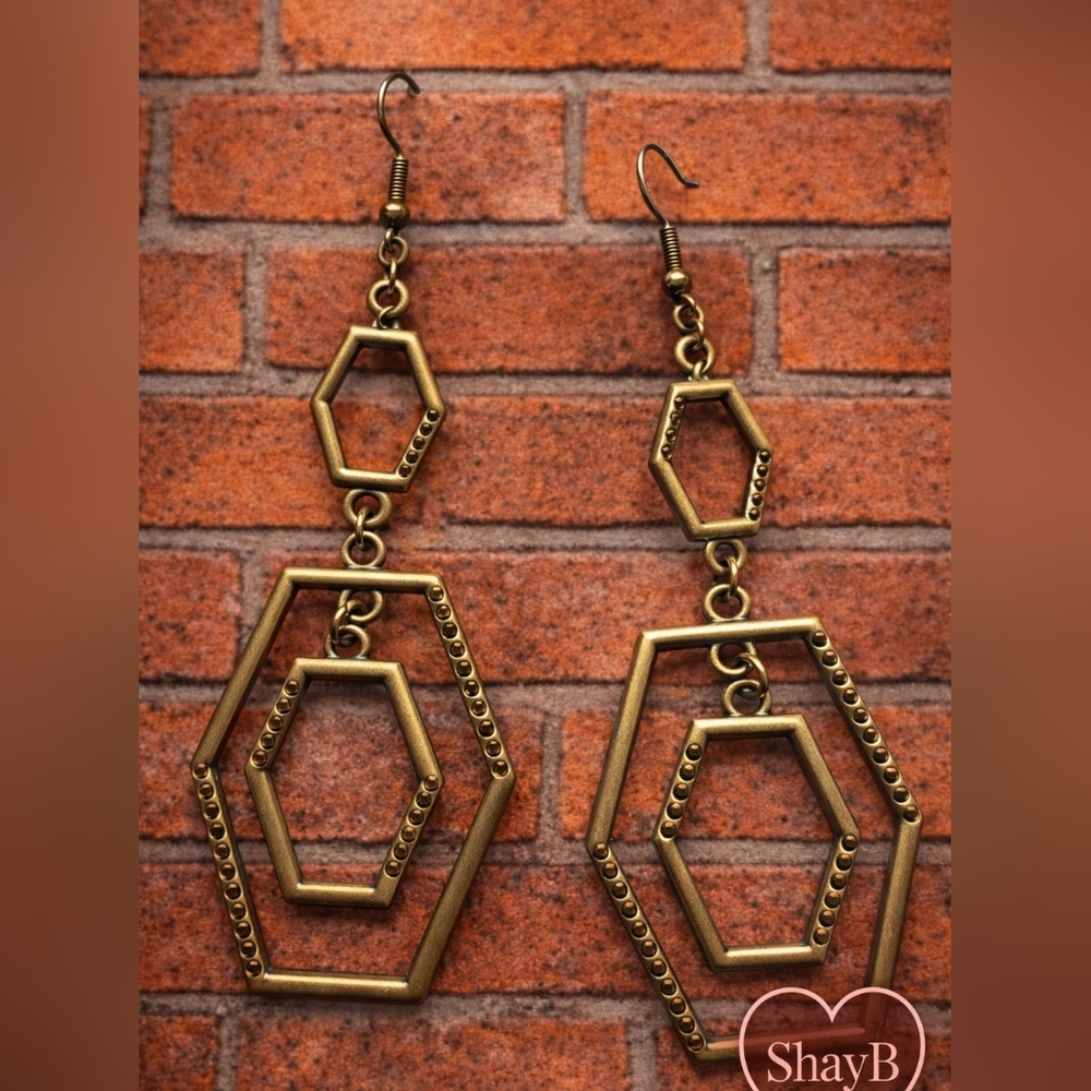 Brass Gleometric Earrings